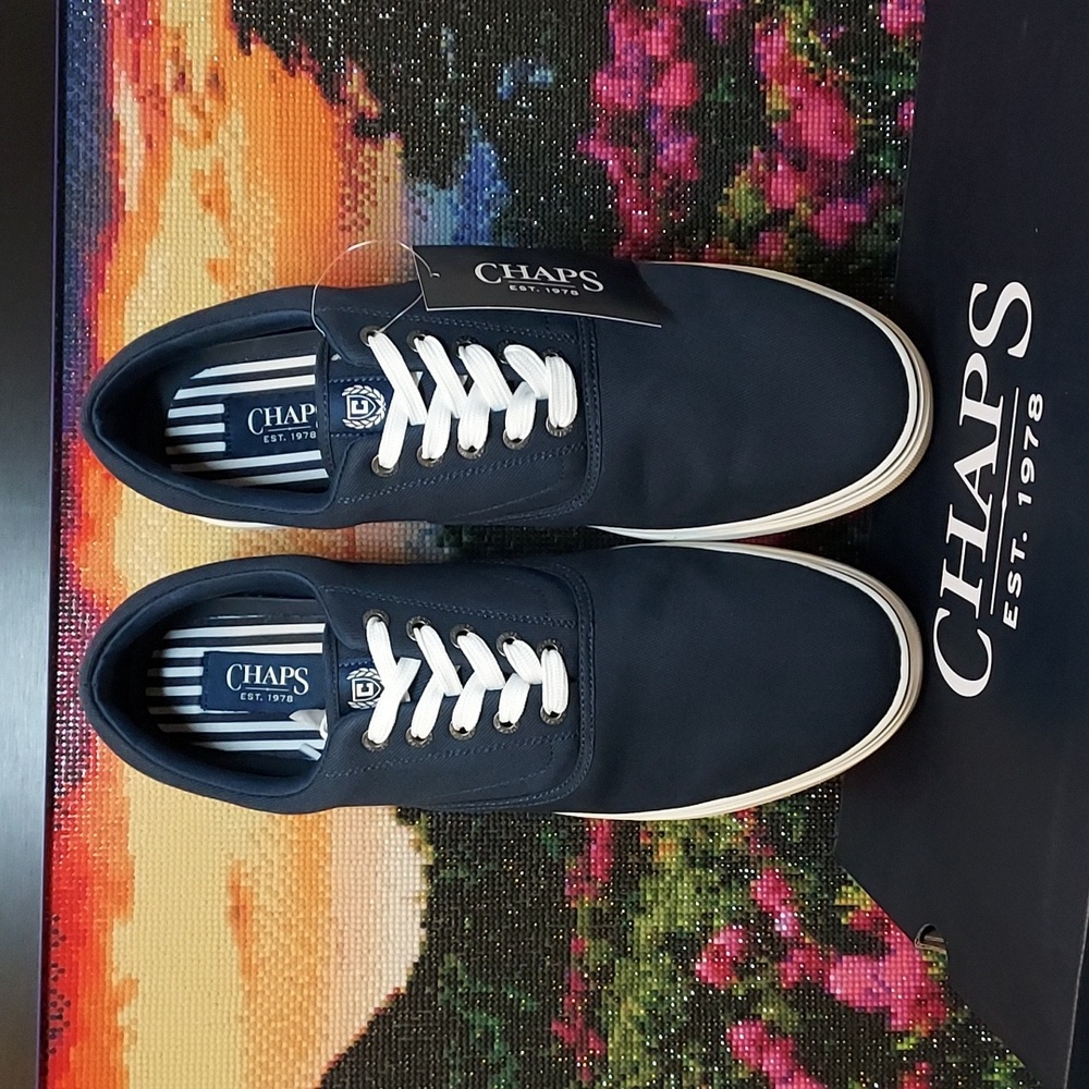 Mens Chaps Navy Chace Canvas Lace-Up Casual Sneaker